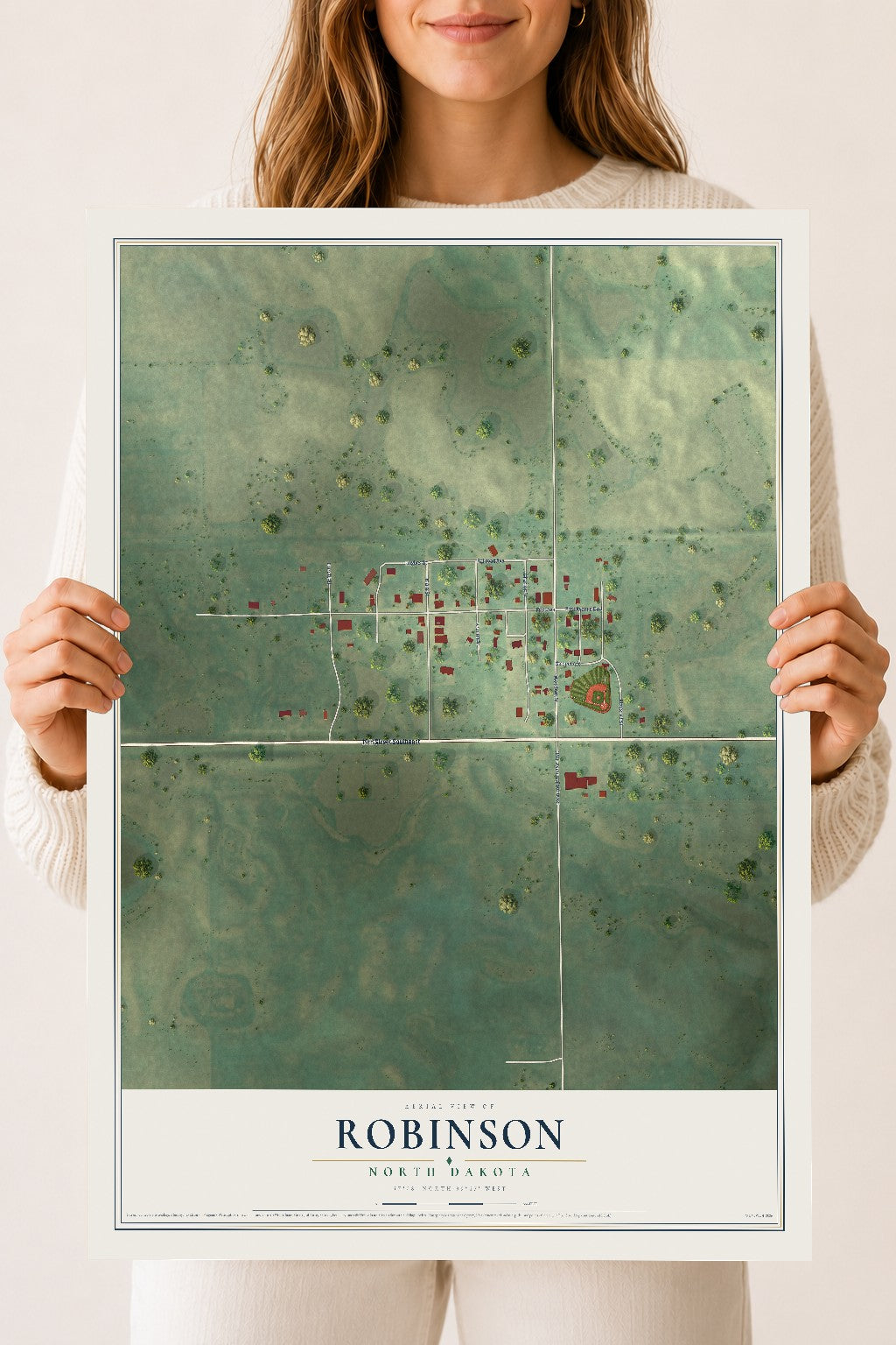Map of Robinson, North Dakota, 18 x 24 inch unframed archival matte print
