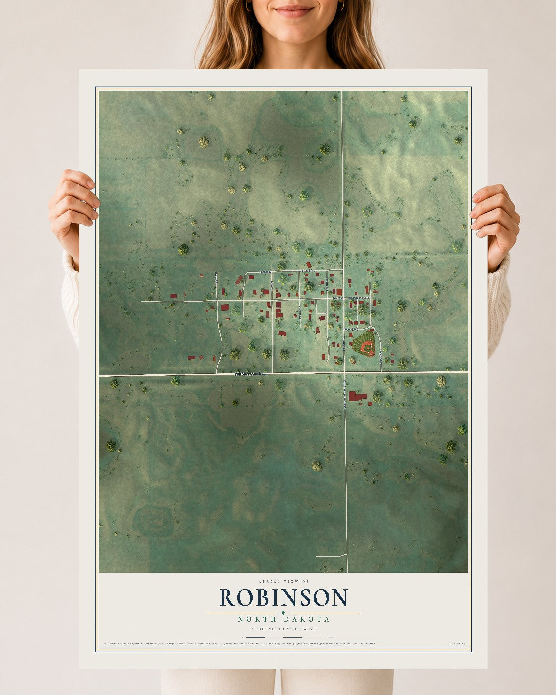 Map of Robinson, North Dakota, 24 x 36 inch unframed archival matte print