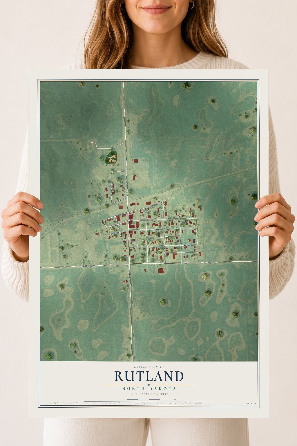 Map of Rutland, North Dakota, 18 x 24 inch unframed archival matte print
