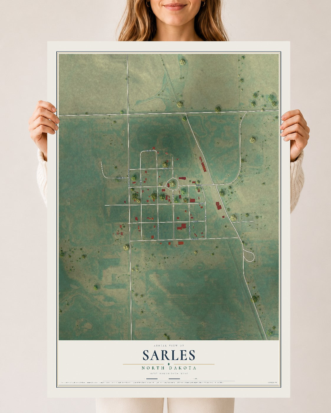 Map of Sarles, North Dakota, 24 x 36 inch unframed archival matte print