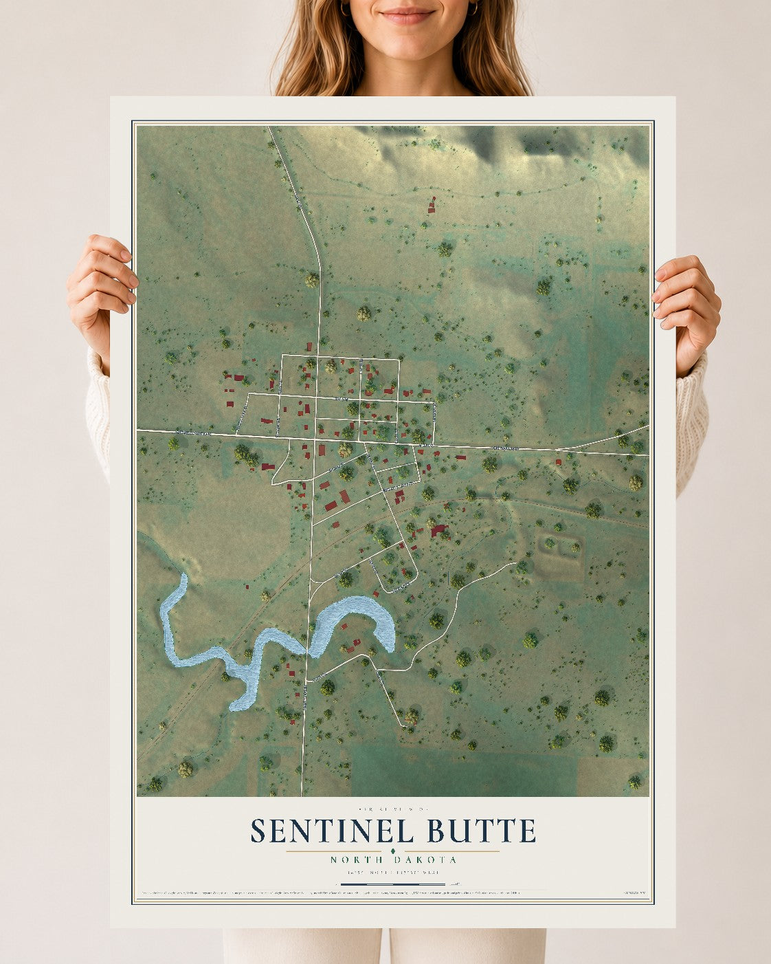 Map of Sentinel Butte, North Dakota, 24 x 36 inch unframed archival matte print