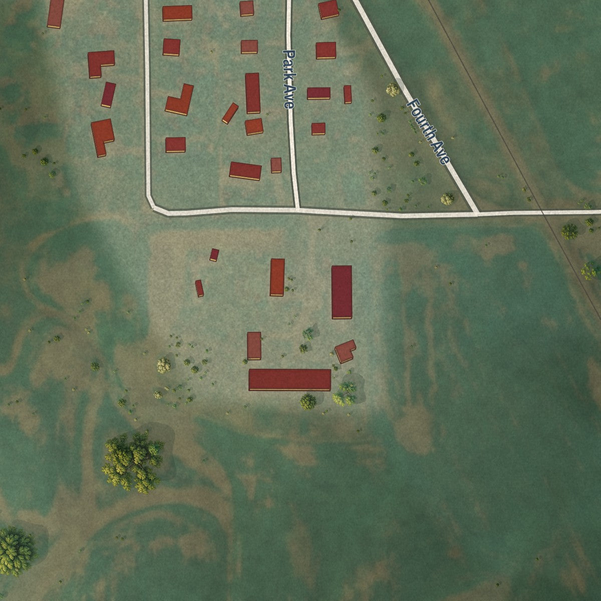 Second close-up of the map of Sharon, North Dakota print showing more streets and buildings