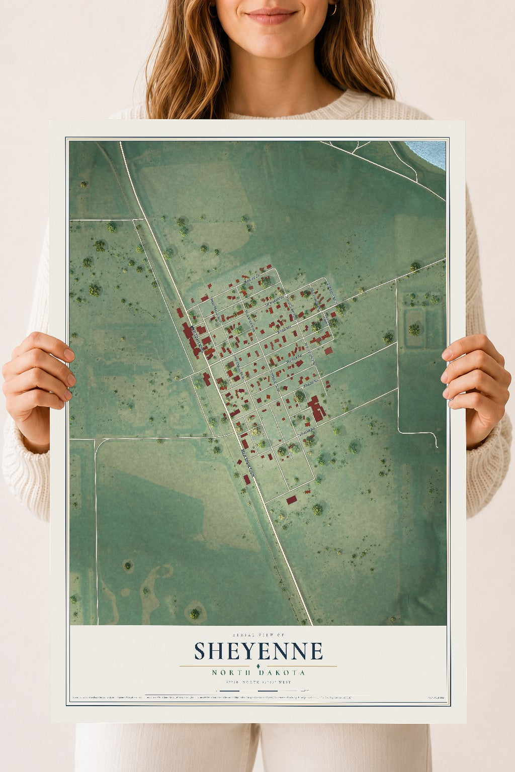 Map of Sheyenne, North Dakota, 18 x 24 inch unframed archival matte print