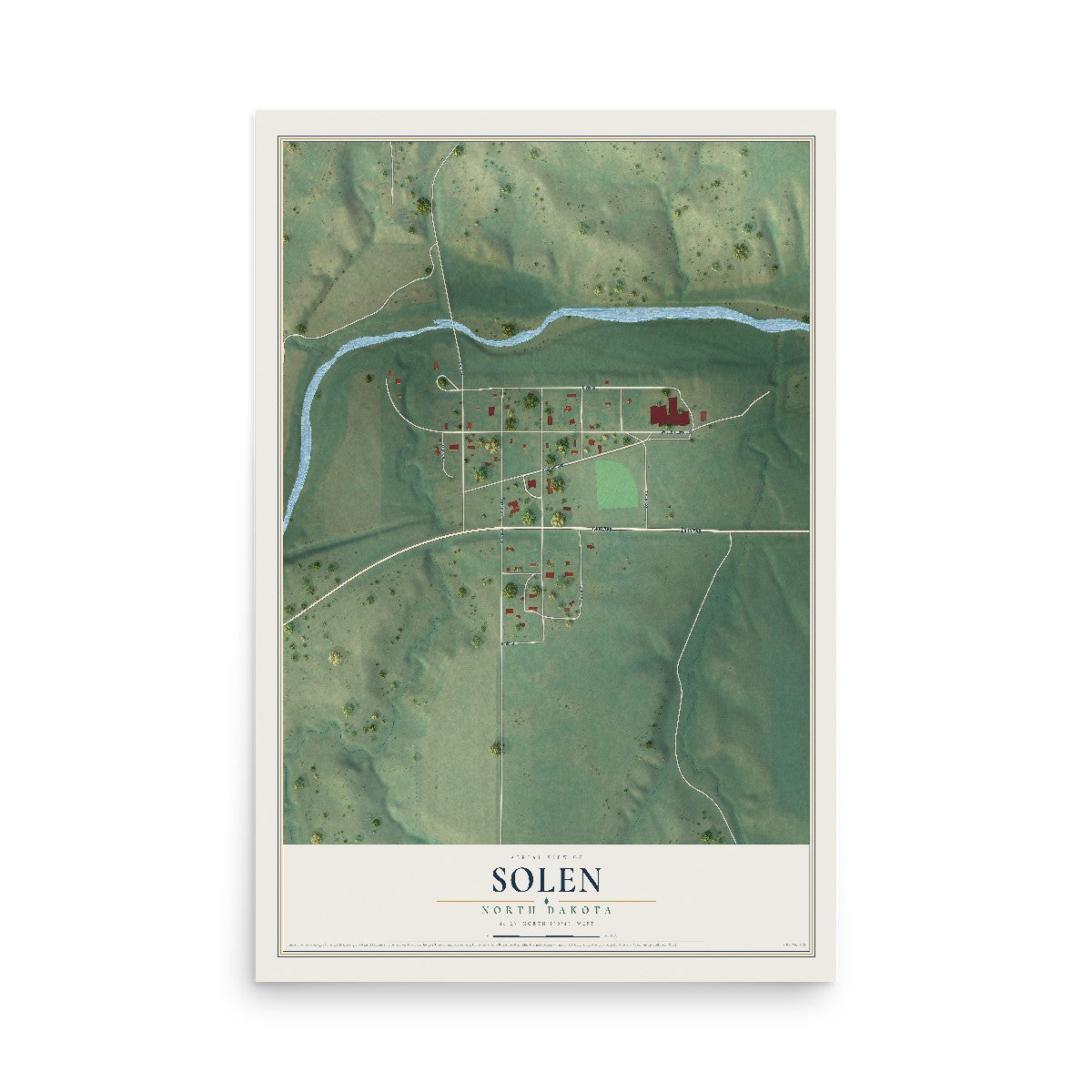 Map of Solen, North Dakota, 12 x 18 inch unframed archival matte print