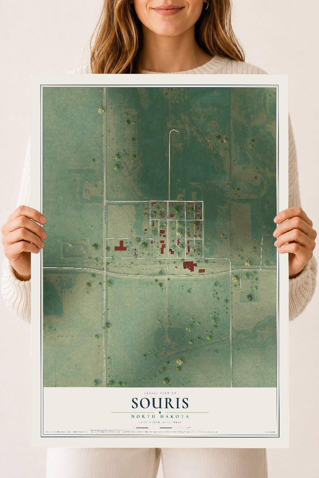Map of Souris, North Dakota, 18 x 24 inch unframed archival matte print