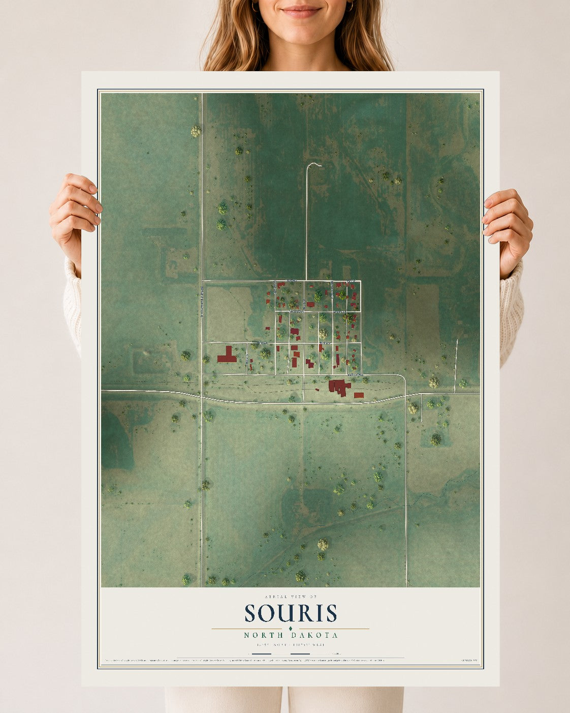 Map of Souris, North Dakota, 24 x 36 inch unframed archival matte print