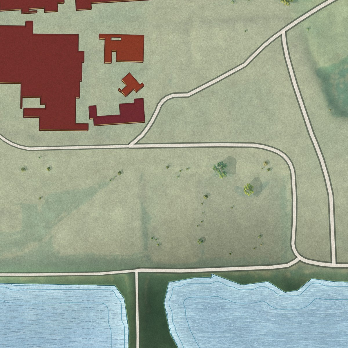 Close-up of the map of Spiritwood, North Dakota print showing street and building detail