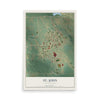 Map of St. John, North Dakota, 12 x 18 inch unframed archival matte print
