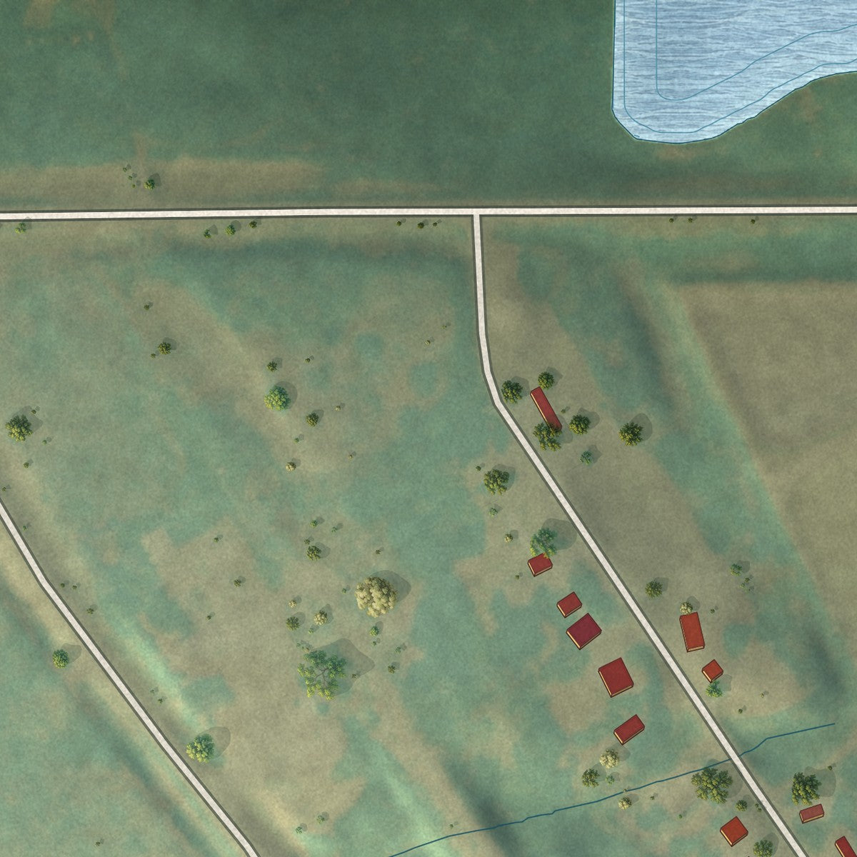Second close-up of the map of St. John, North Dakota print showing more streets and buildings