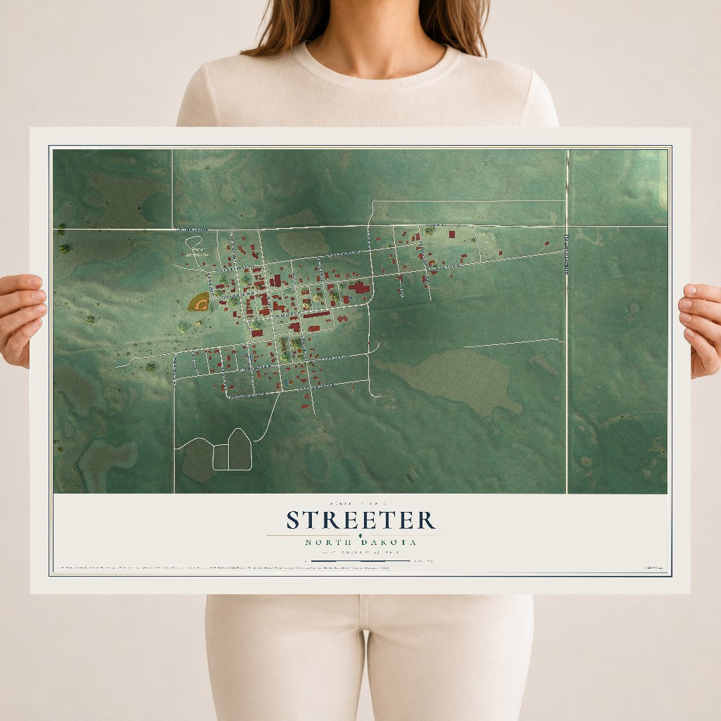 Map of Streeter, North Dakota, 18 x 24 inch unframed archival matte print