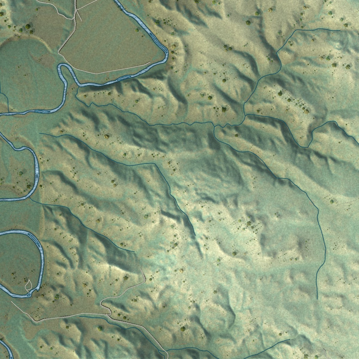Close-up of the map of Sweet Briar, North Dakota print showing street and building detail