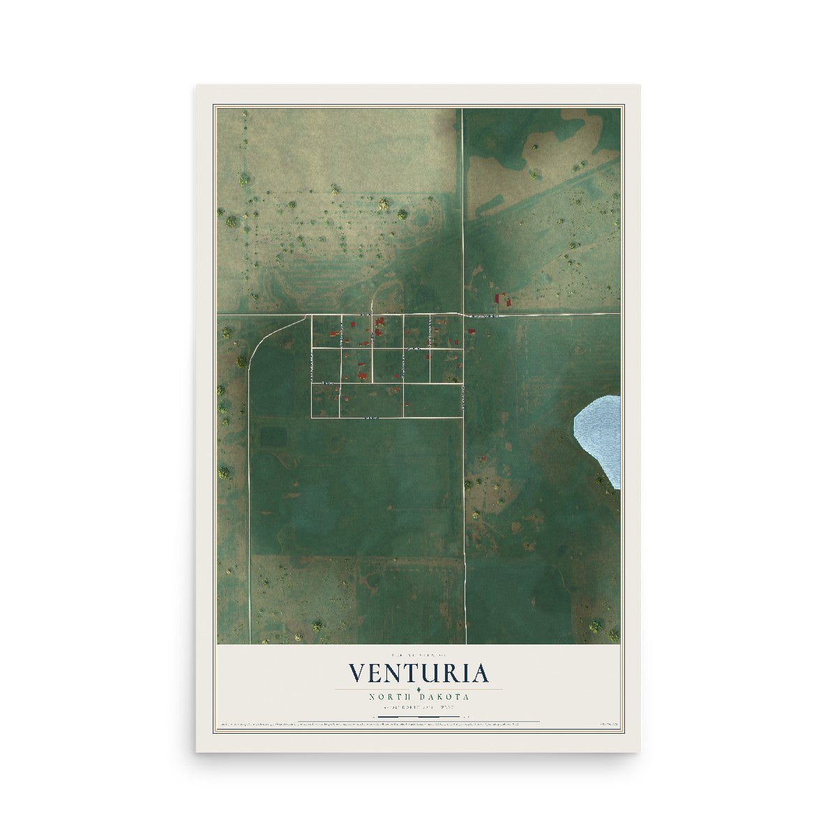 Map of Venturia, North Dakota, 12 x 18 inch unframed archival matte print