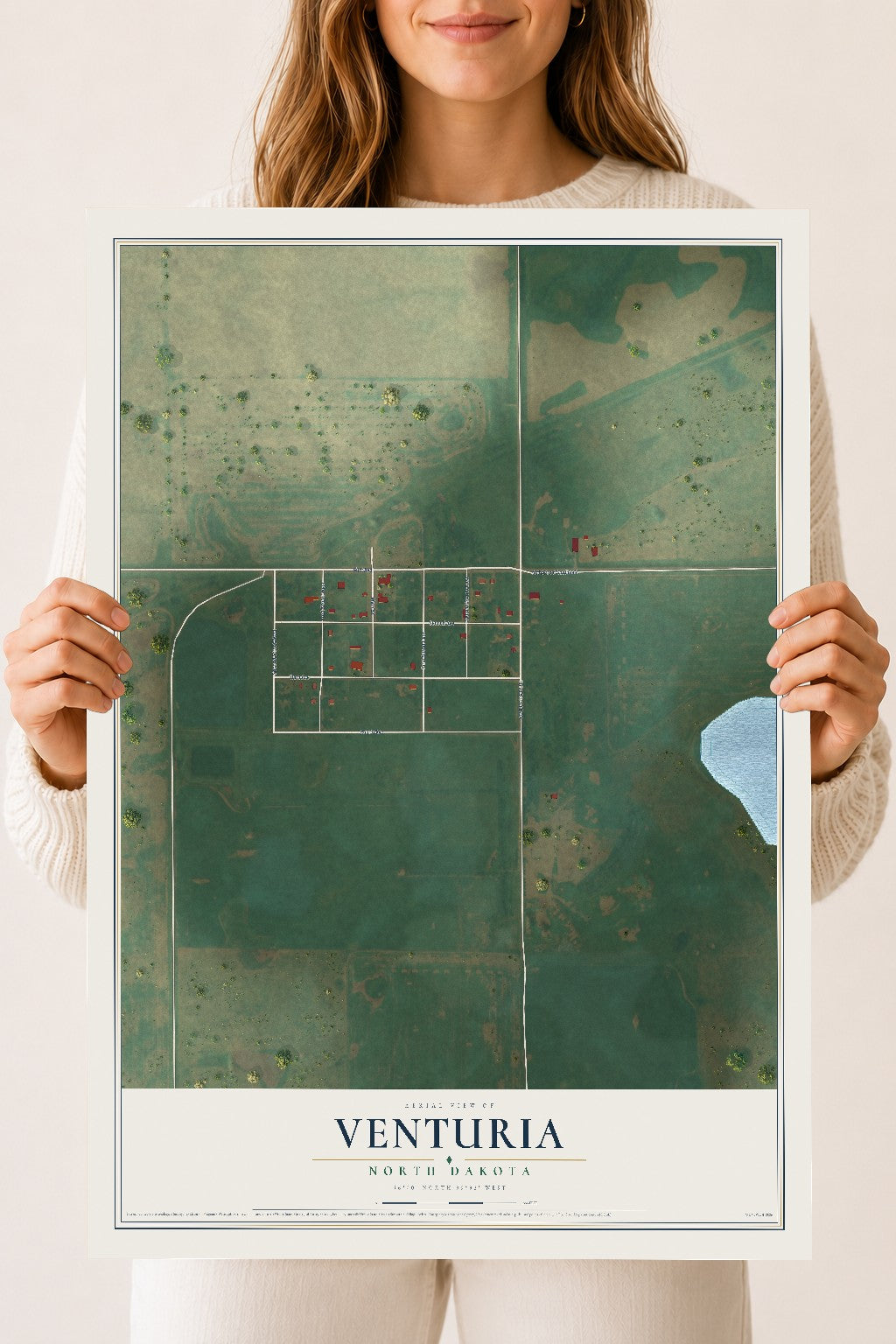 Map of Venturia, North Dakota, 18 x 24 inch unframed archival matte print