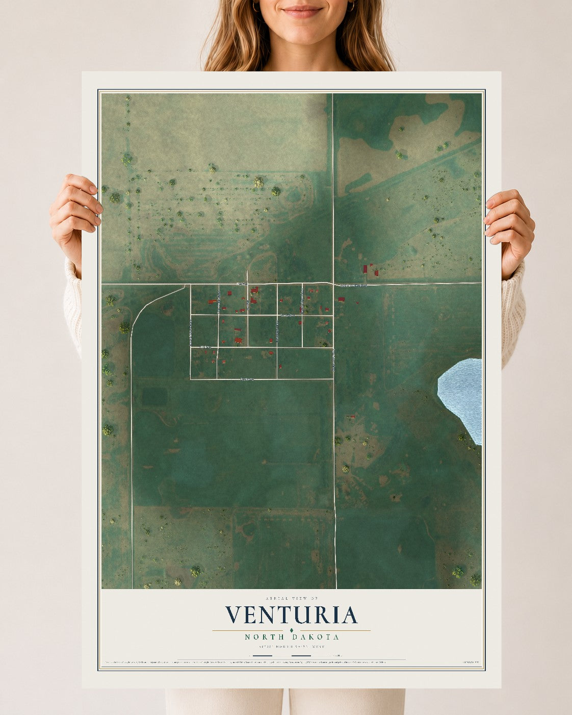 Map of Venturia, North Dakota, 24 x 36 inch unframed archival matte print
