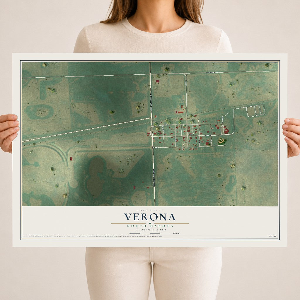 Map of Verona, North Dakota, 18 x 24 inch unframed archival matte print