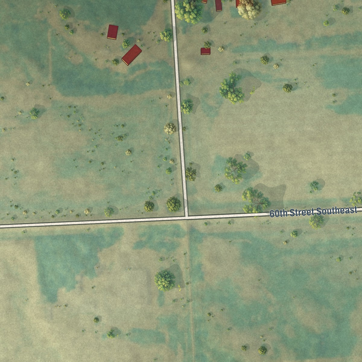 Second close-up of the map of Walcott, North Dakota print showing more streets and buildings