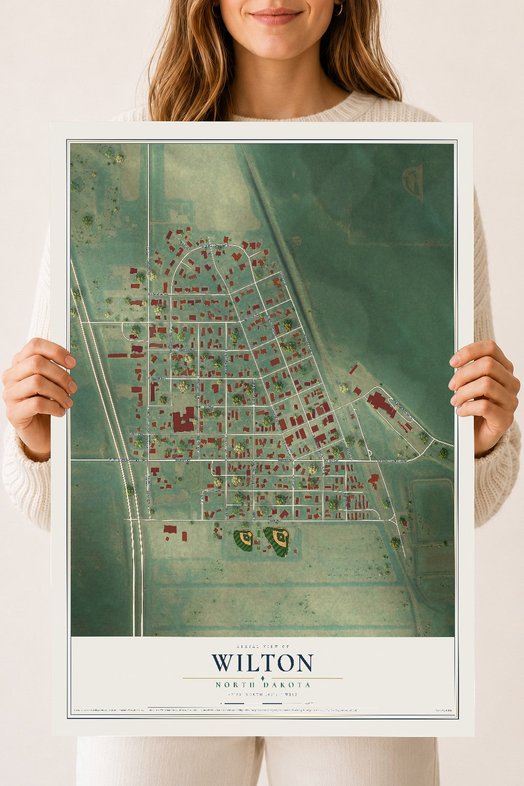 Map of Wilton, North Dakota, 18 x 24 inch unframed archival matte print