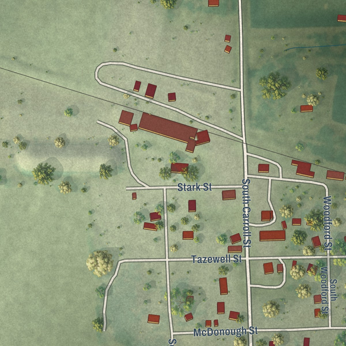Close-up of the map of Archer, Nebraska print showing street and building detail