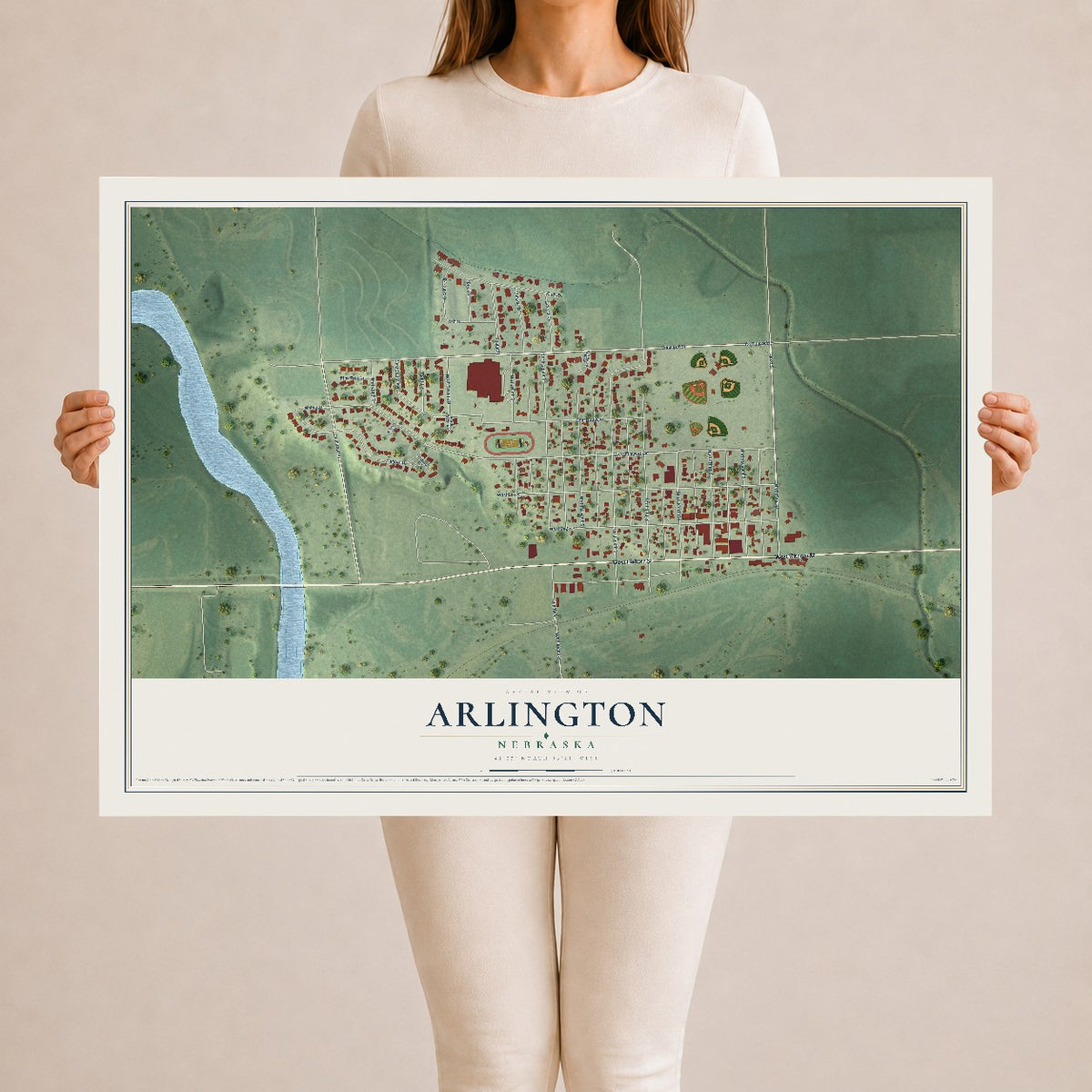 Map of Arlington, Nebraska, 24 x 36 inch unframed archival matte print