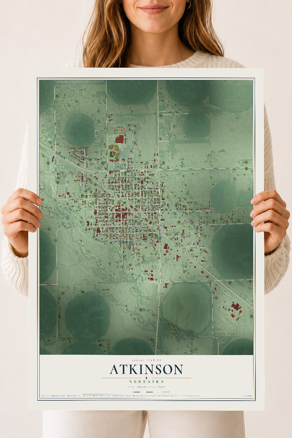 Map of Atkinson, Nebraska, 18 x 24 inch unframed archival matte print