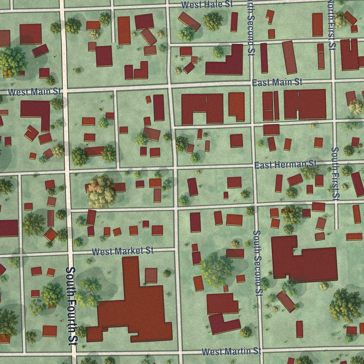 Close-up of the map of Battle Creek, Nebraska print showing street and building detail