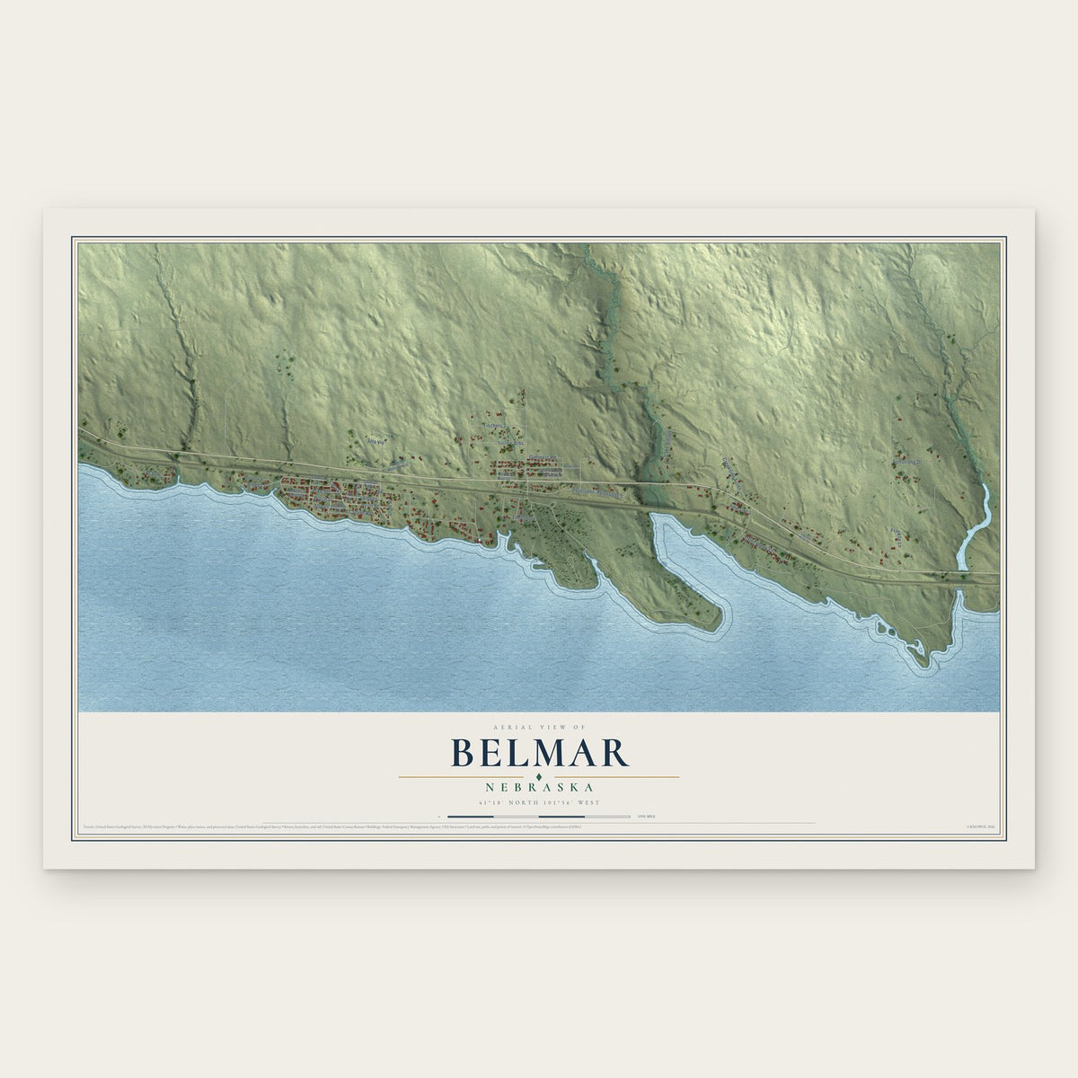 Belmar, Nebraska map print, the full design