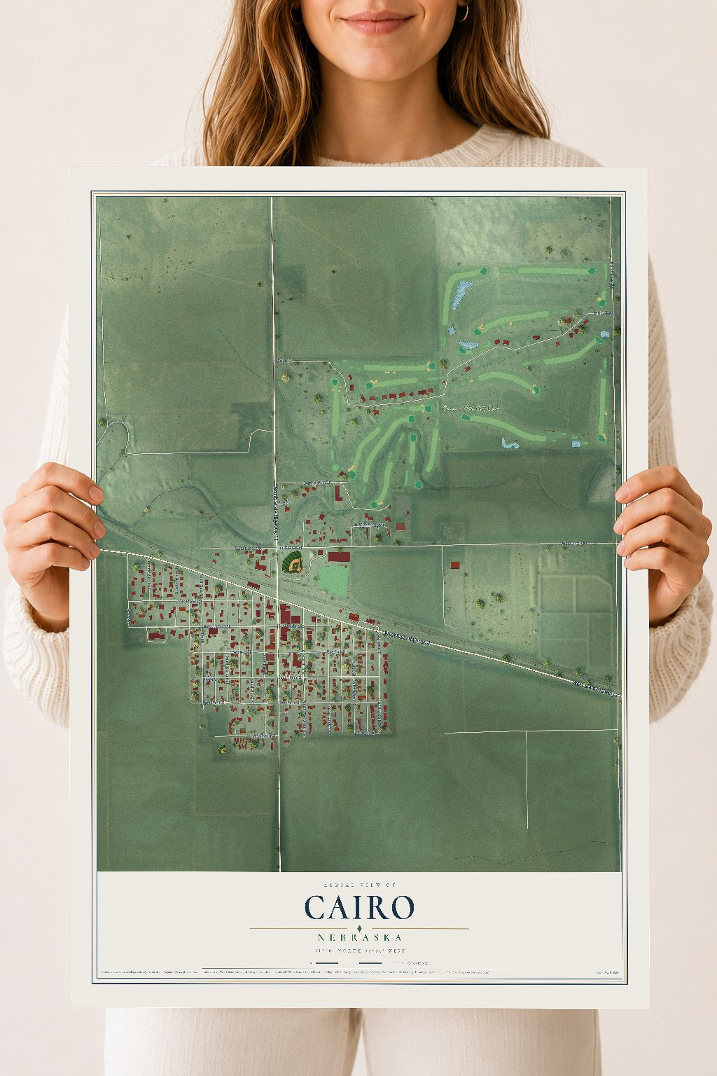 Map of Cairo, Nebraska, 18 x 24 inch unframed archival matte print