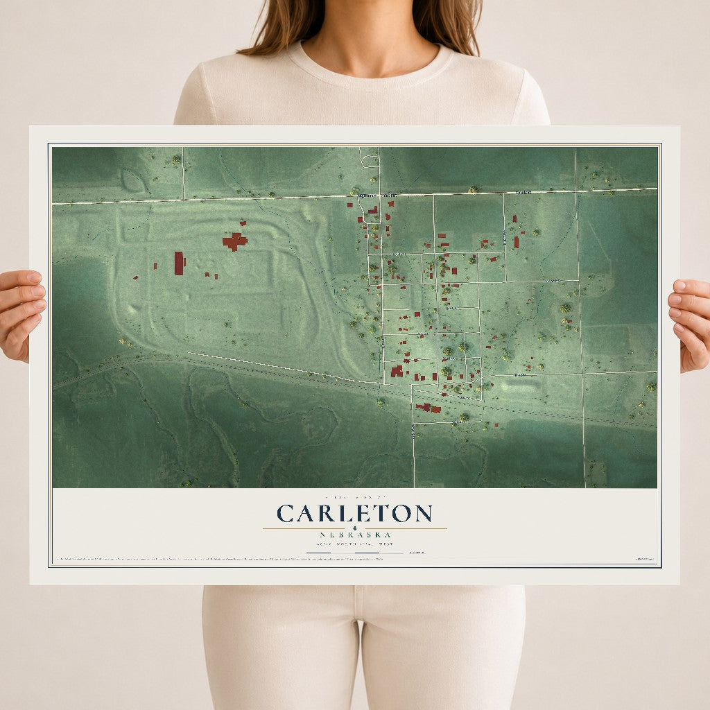 Map of Carleton, Nebraska, 18 x 24 inch unframed archival matte print