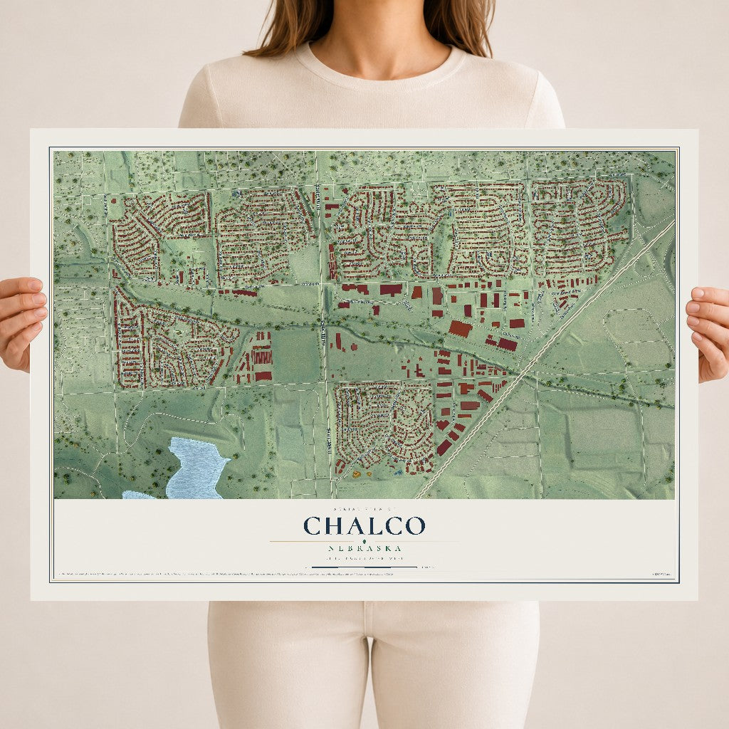 Map of Chalco, Nebraska, 18 x 24 inch unframed archival matte print
