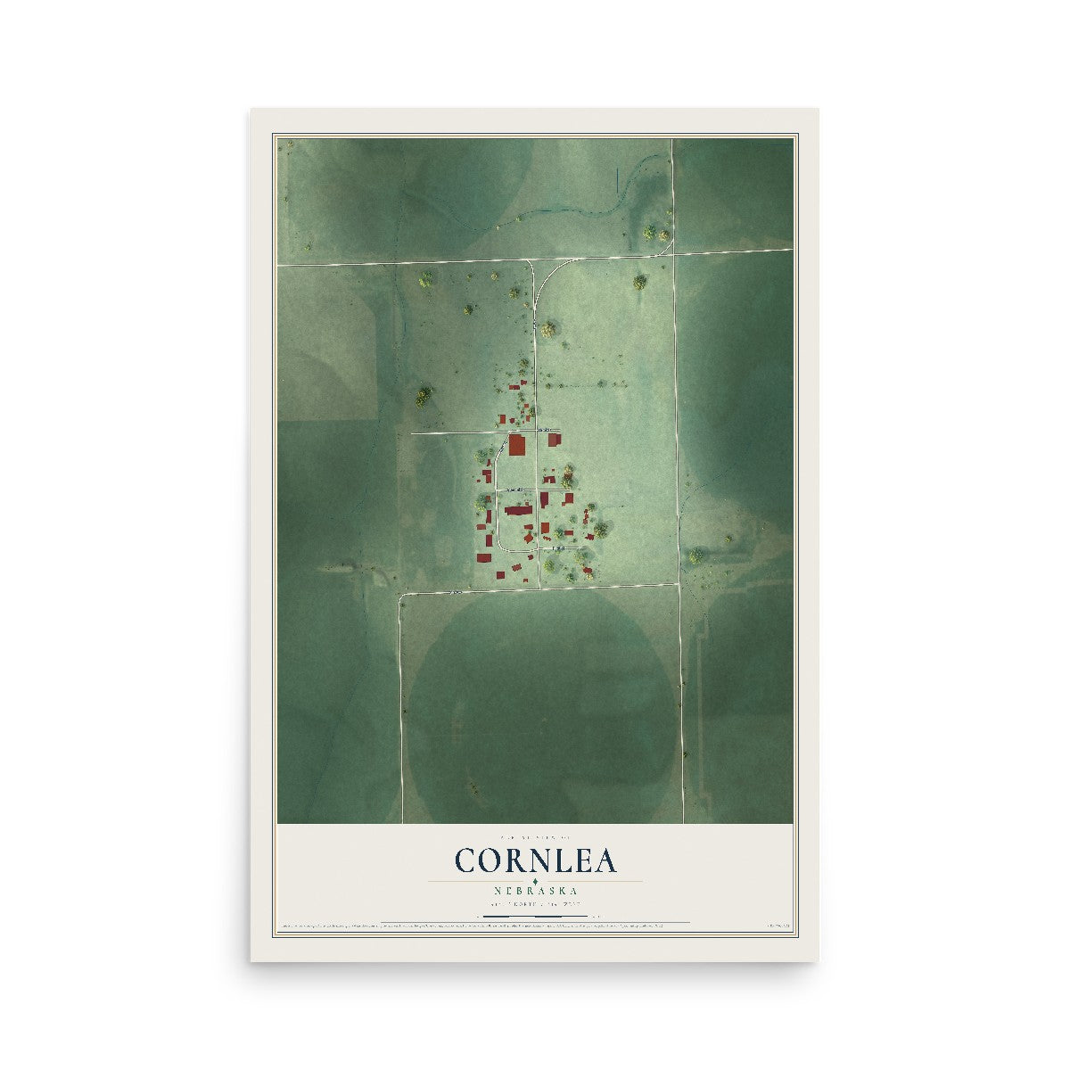 Map of Cornlea, Nebraska, 12 x 18 inch unframed archival matte print