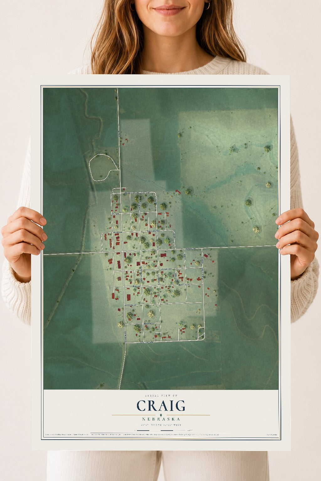 Map of Craig, Nebraska, 18 x 24 inch unframed archival matte print