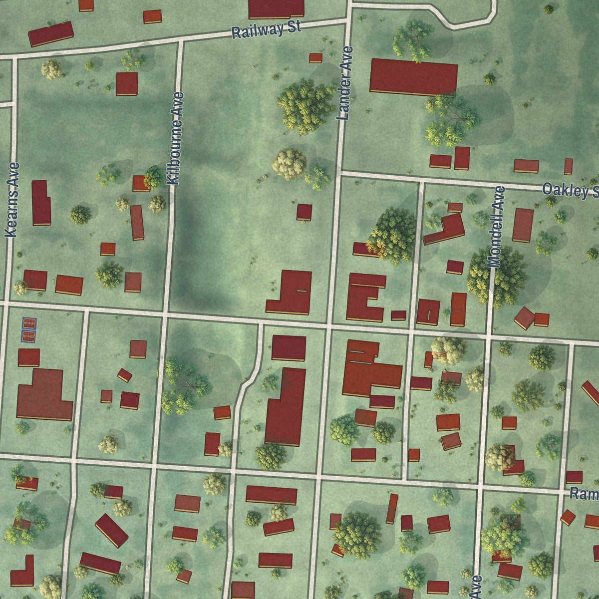 Close-up of the map of Farwell, Nebraska print showing street and building detail