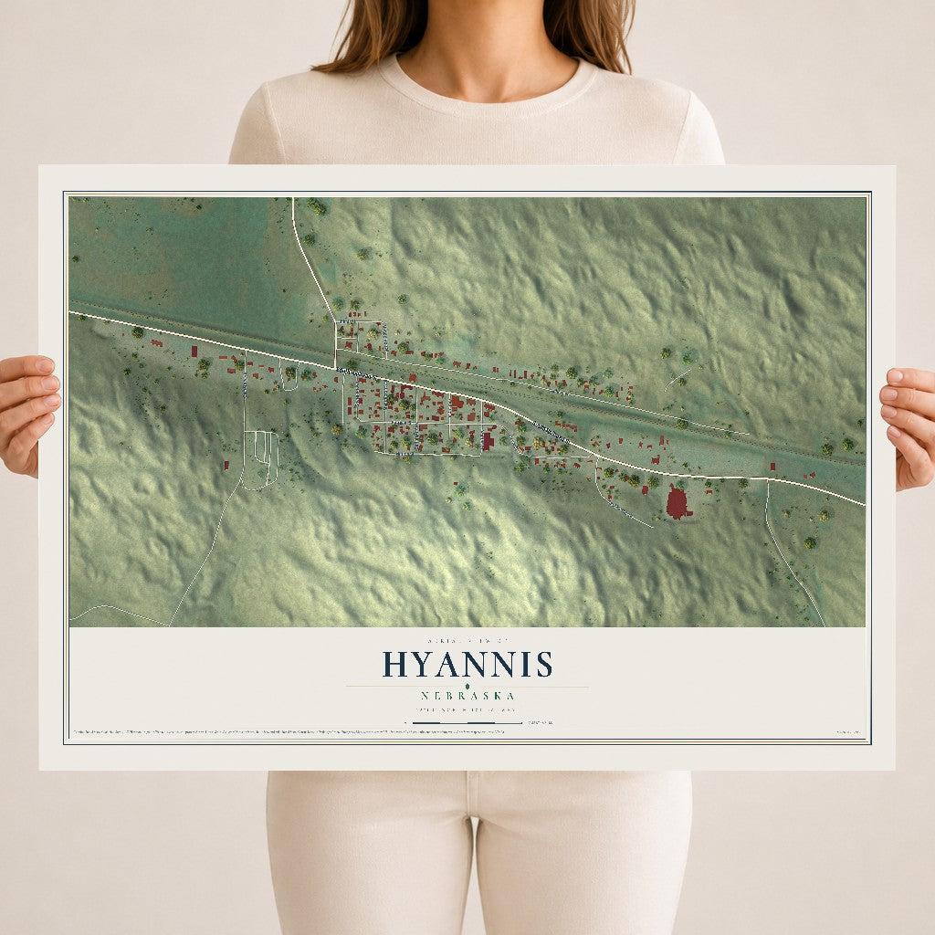 Map of Hyannis, Nebraska, 18 x 24 inch unframed archival matte print