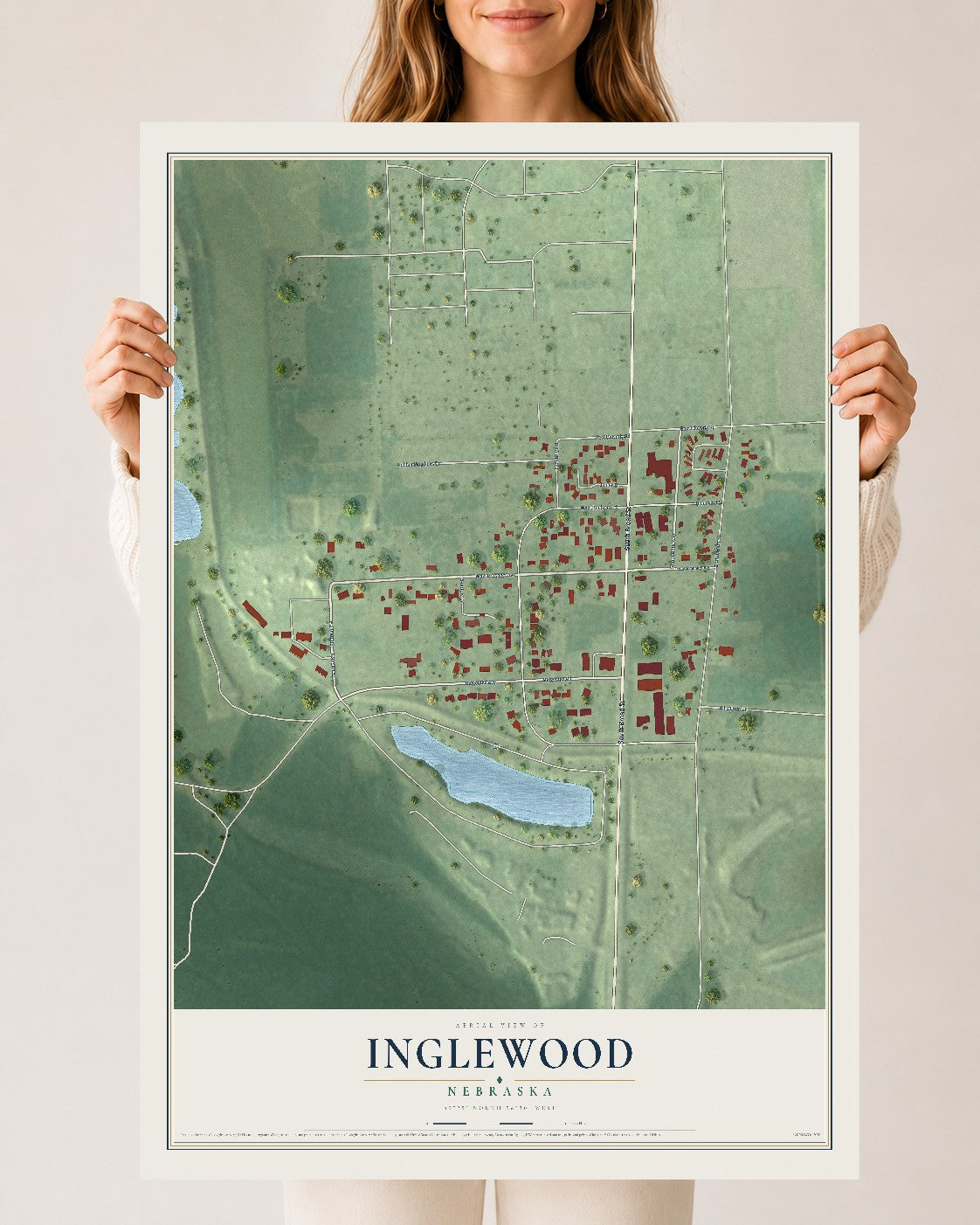 Map of Inglewood, Nebraska, 24 x 36 inch unframed archival matte print
