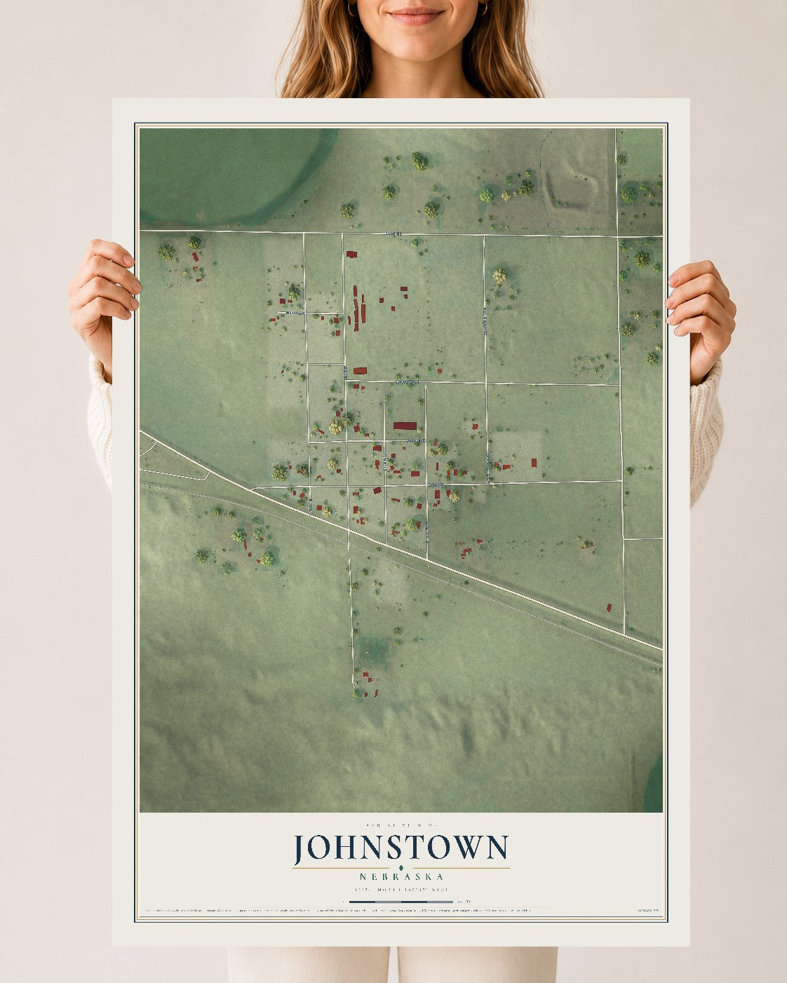 Map of Johnstown, Nebraska, 24 x 36 inch unframed archival matte print