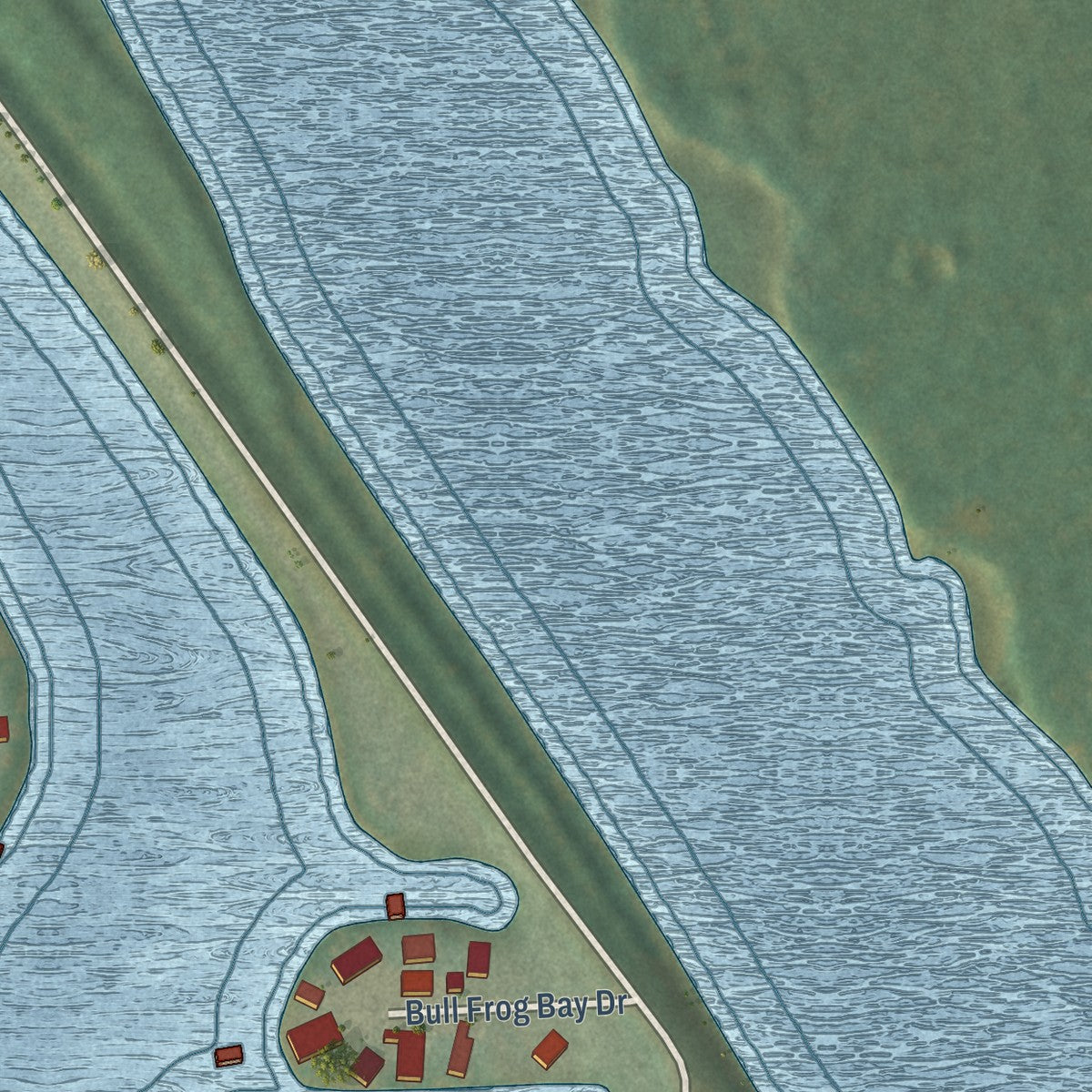 Close-up of the map of Lake Waconda, Nebraska print showing street and building detail