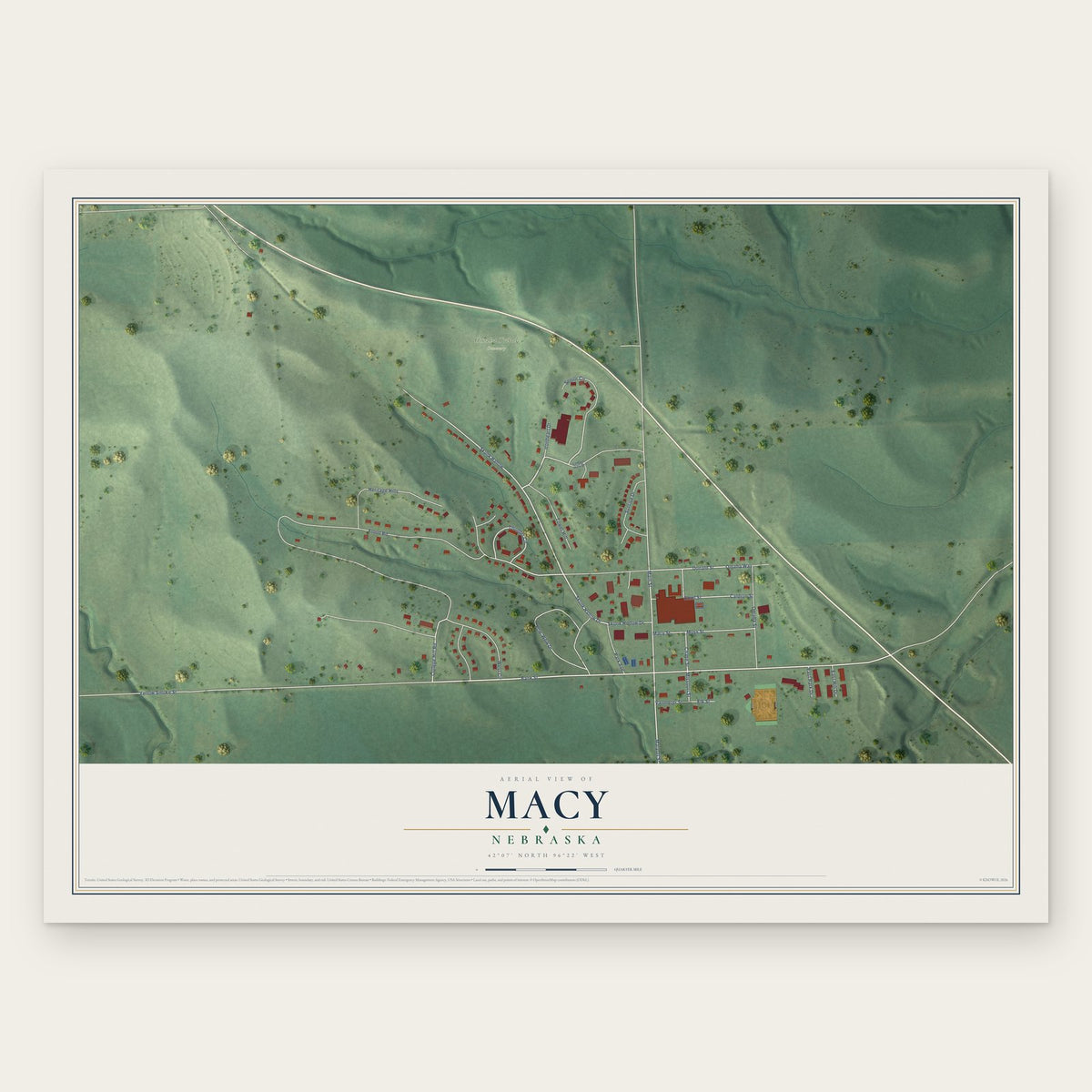 Macy, Nebraska map print, the full design