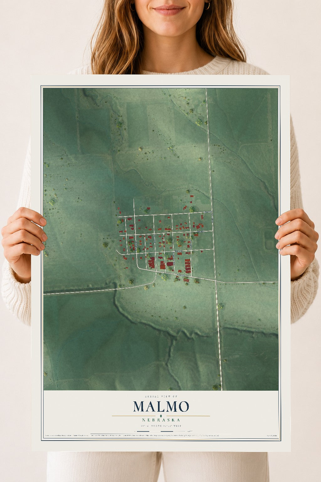 Map of Malmo, Nebraska, 18 x 24 inch unframed archival matte print