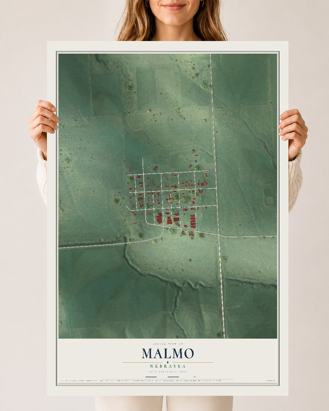 Map of Malmo, Nebraska, 24 x 36 inch unframed archival matte print