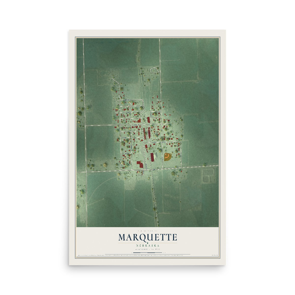 Map of Marquette, Nebraska, 12 x 18 inch unframed archival matte print
