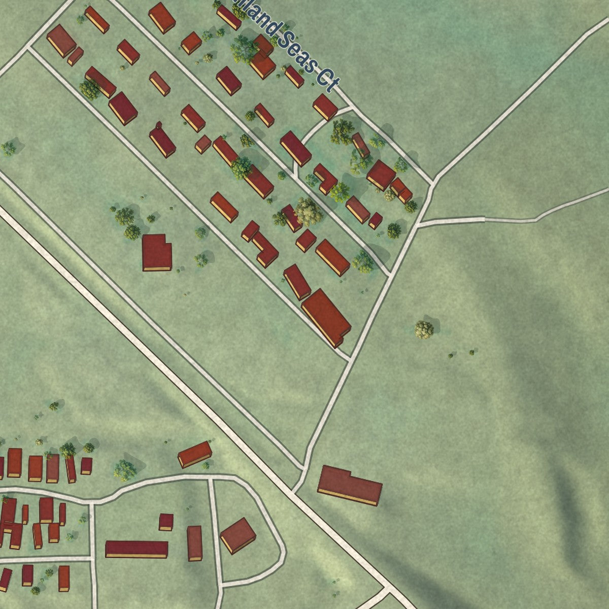 Close-up of the map of Martin, Nebraska print showing street and building detail