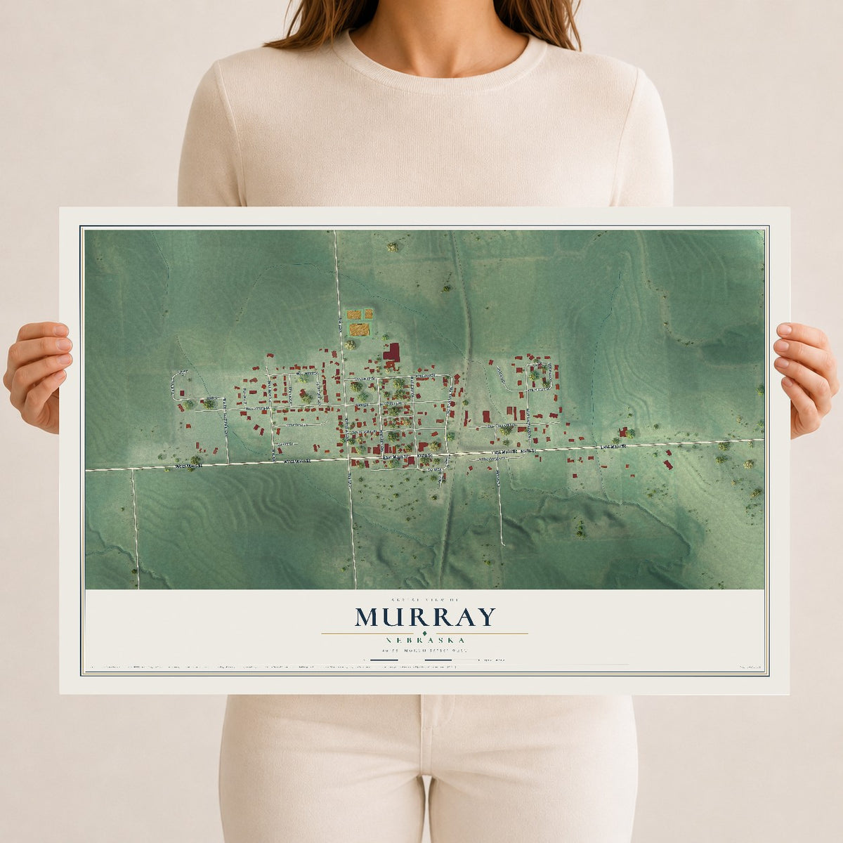 Map of Murray, Nebraska, 12 x 18 inch unframed archival matte print