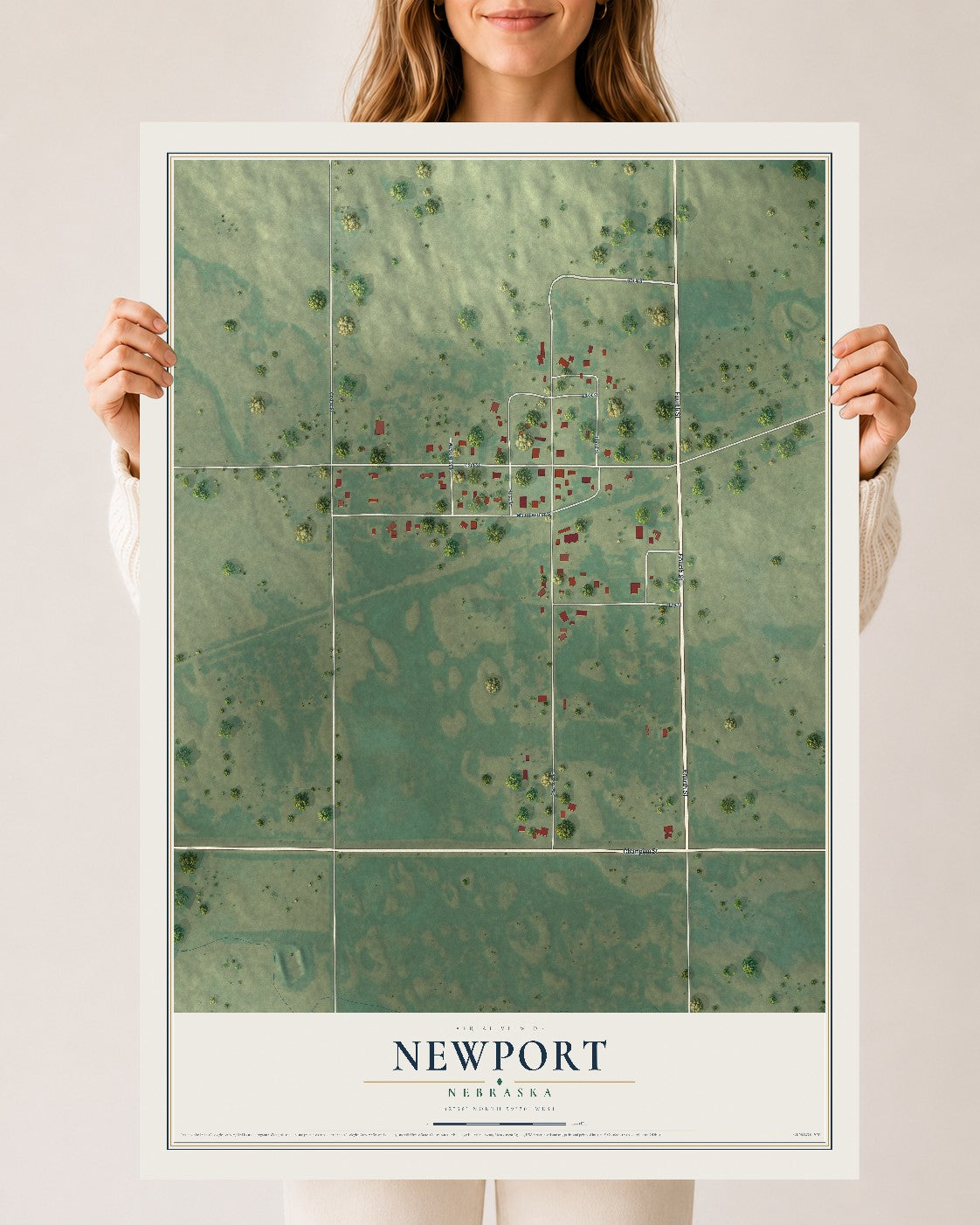 Map of Newport, Nebraska, 24 x 36 inch unframed archival matte print