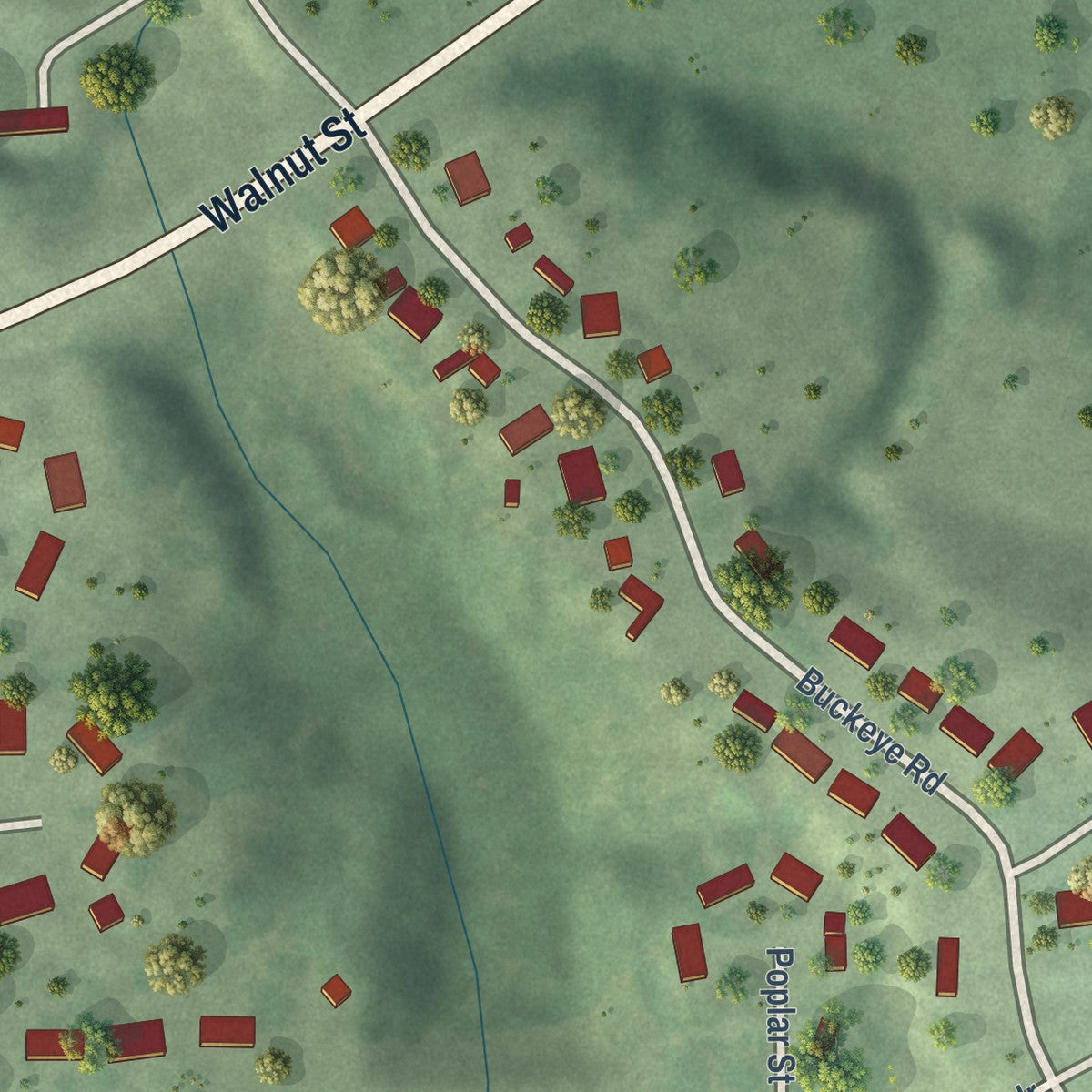 Second close-up of the map of Niobrara, Nebraska print showing more streets and buildings