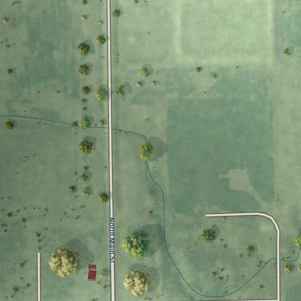 Second close-up of the map of Ohiowa, Nebraska print showing more streets and buildings