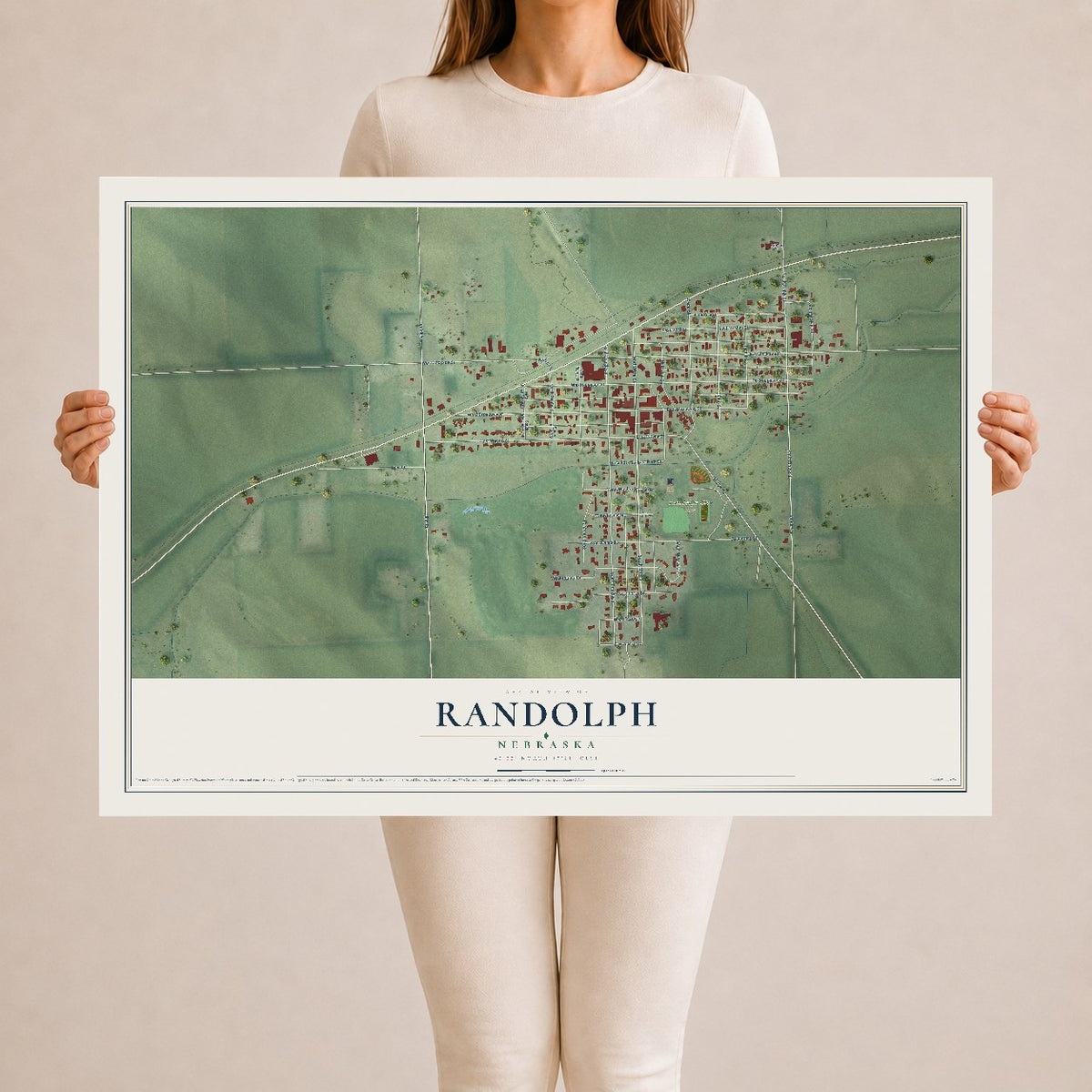 Map of Randolph, Nebraska, 24 x 36 inch unframed archival matte print
