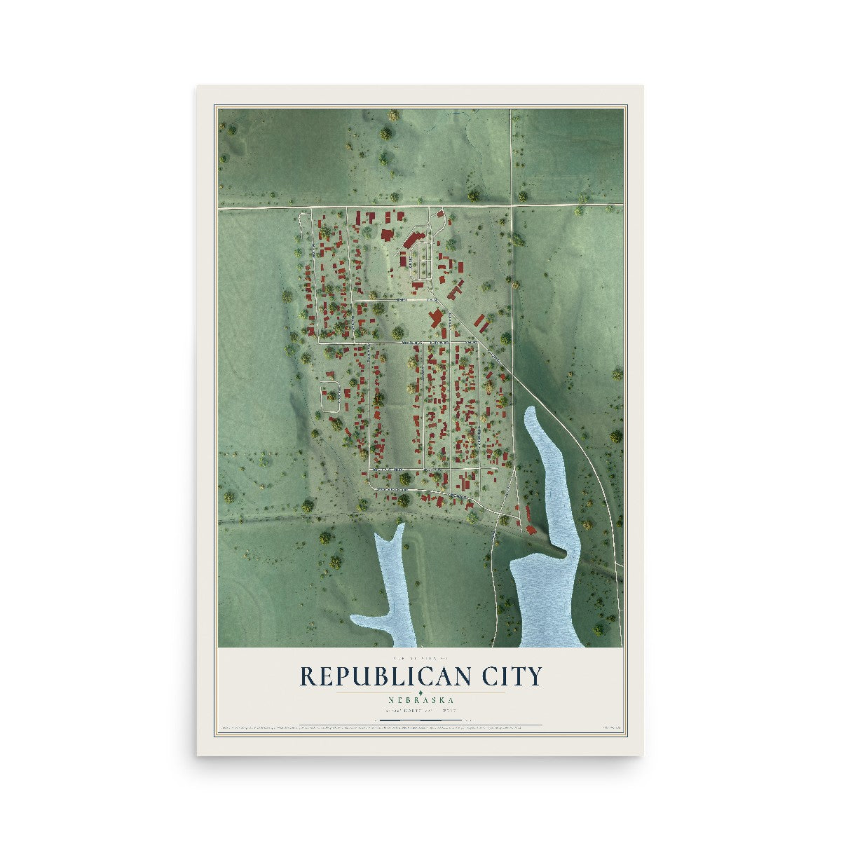 Map of Republican City, Nebraska, 12 x 18 inch unframed archival matte print