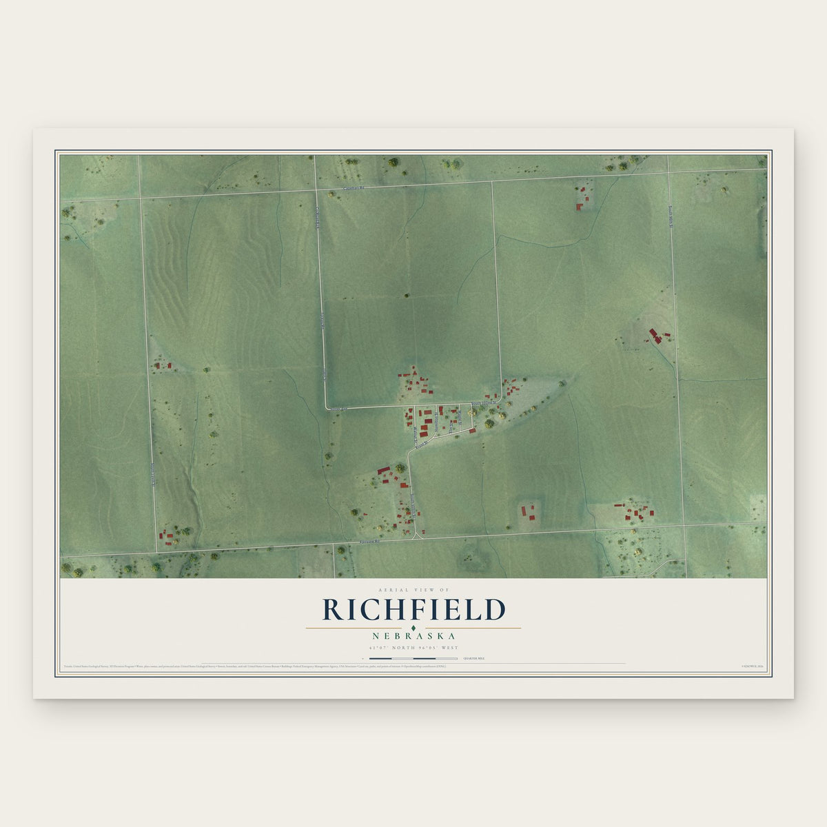 Richfield, Nebraska map print, the full design