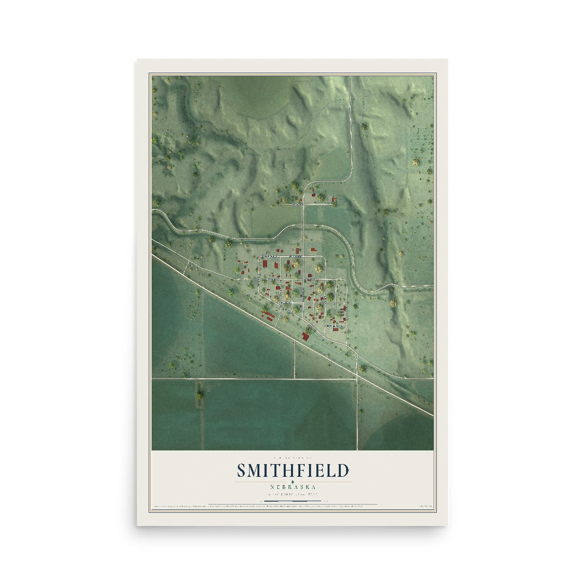 Map of Smithfield, Nebraska, 12 x 18 inch unframed archival matte print