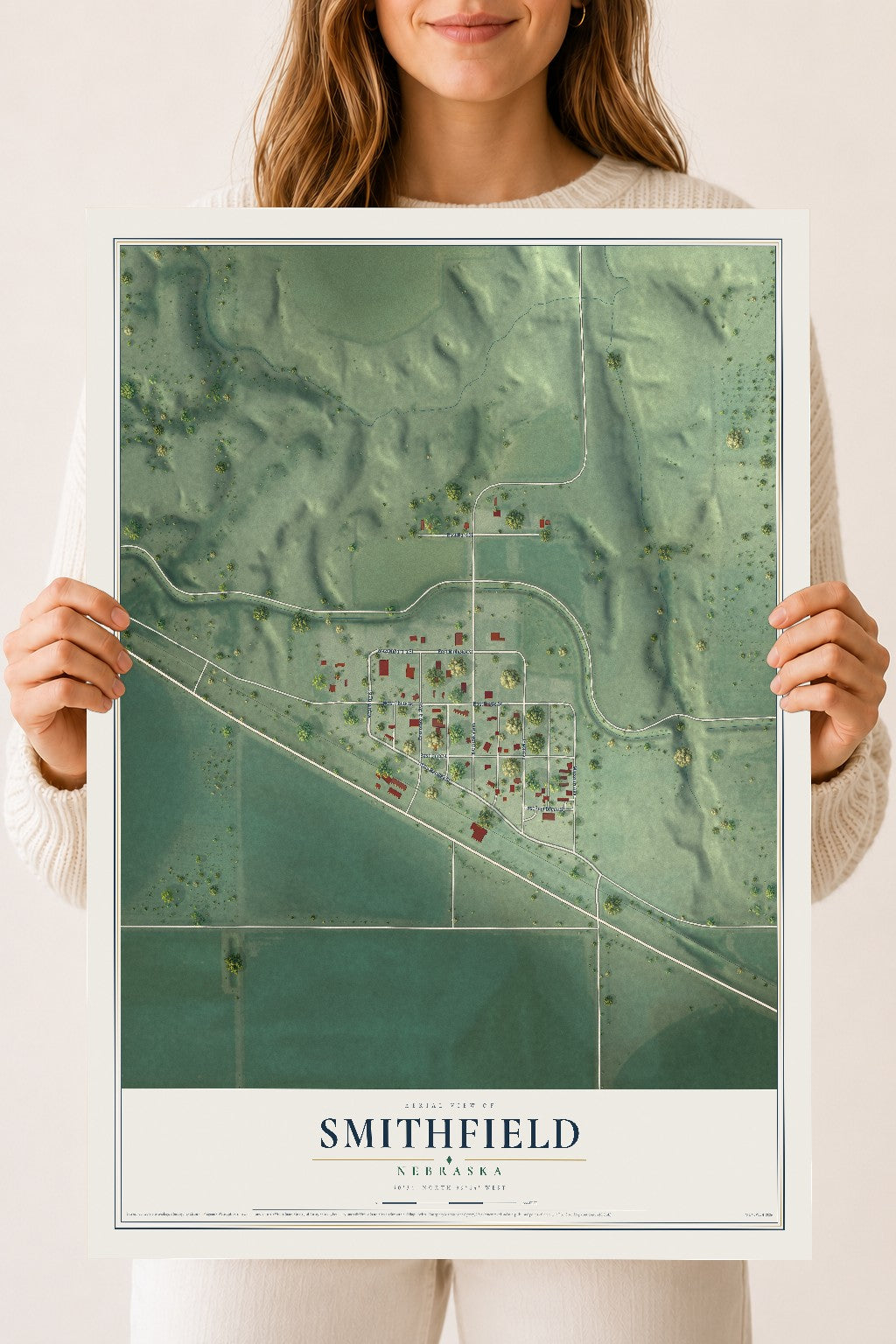 Map of Smithfield, Nebraska, 18 x 24 inch unframed archival matte print